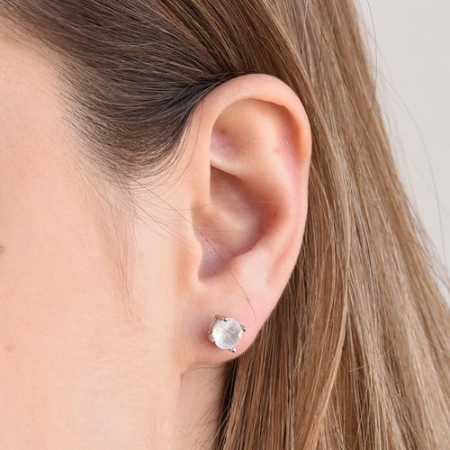 Zlaté minimalistické náušnice s měsíčními kameny Bernice