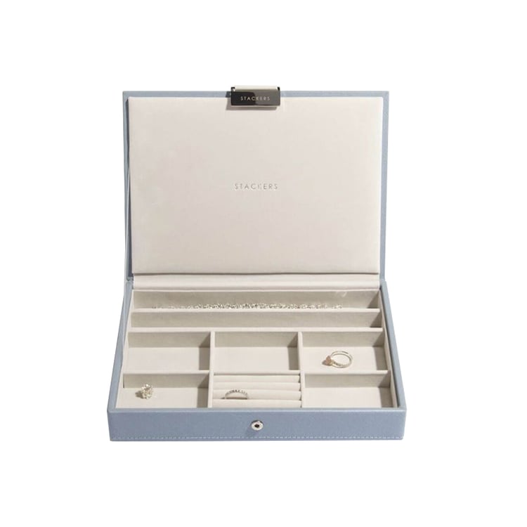 Modrá šperkovnice z veganské kůže