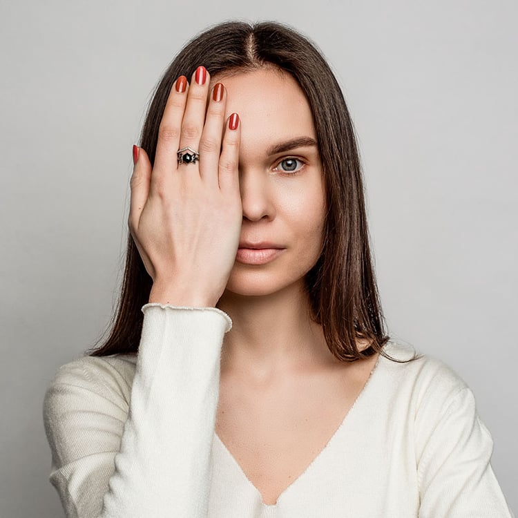 Prsten s hexagon salt and pepper diamantem a marquise diamanty Bonnie 97140