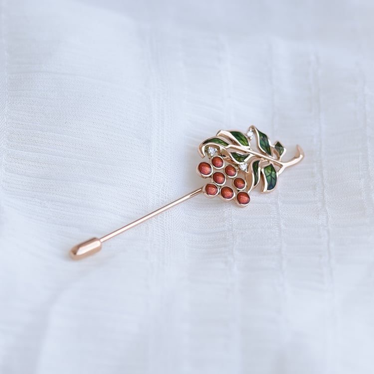 Elegantní zlatá brož s diamanty a enamelem 64089