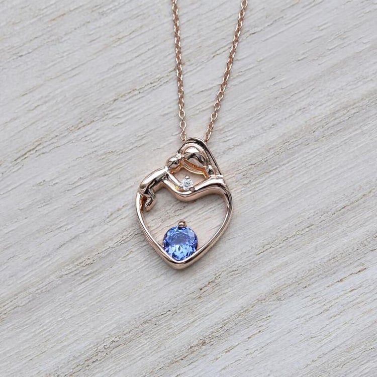 Náhrdelník z růžového zlata s tanzanitem a diamantem 42450