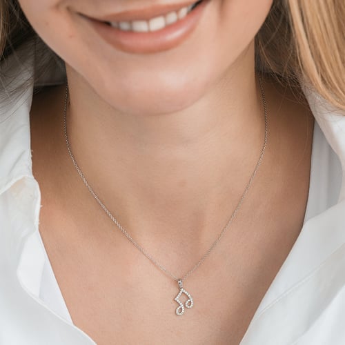 Zlatý přívěsek s lab-grown diamantem ve tvaru noty Ariel