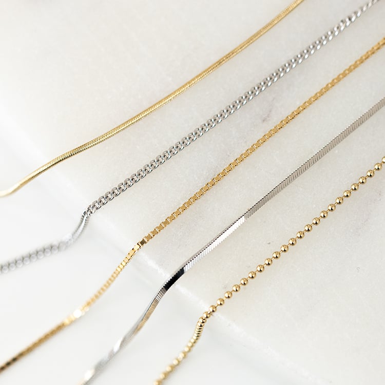 Snake řetízek 45 cm z 14k bílého zlata 136387