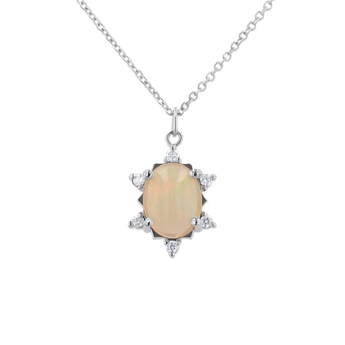 Přívěsek s oválným opálem a diamanty Sole