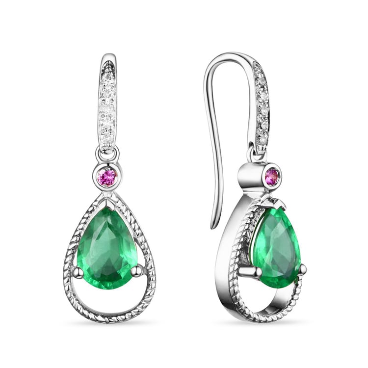 Smaragdové náušnice z bílého zlata 70890