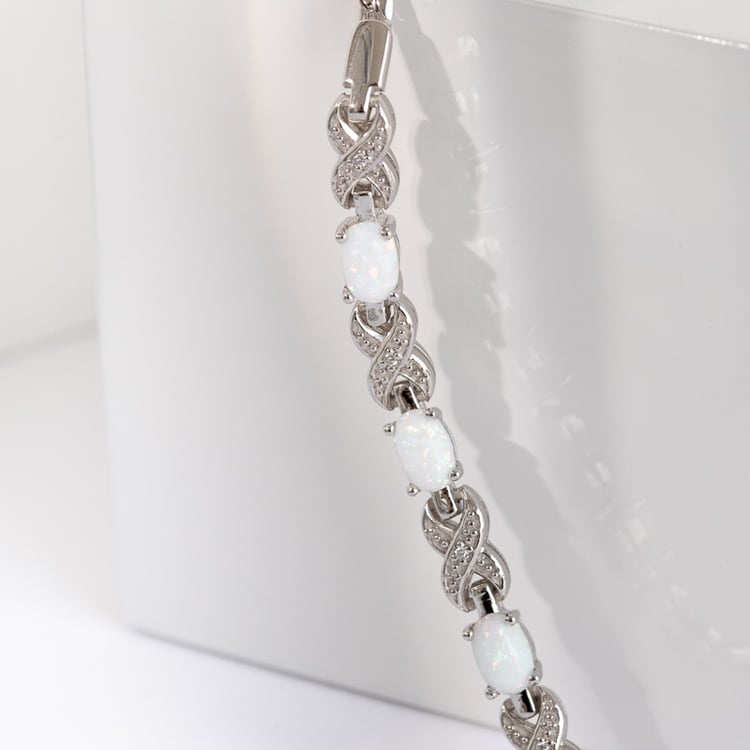 Stříbrný náramek s opály Clio 124561