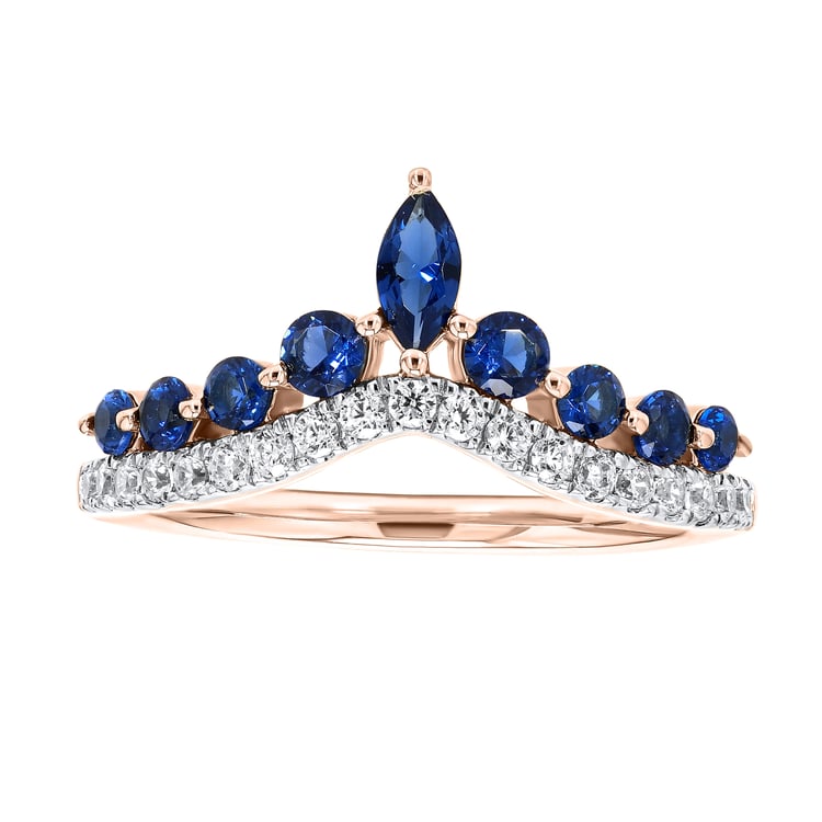 Luxusní zlatý prsten se safíry a přírodními diamanty Richa 165030