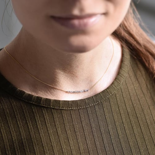 Zlatý choker s růžovými nebroušenými diamanty Wandalee