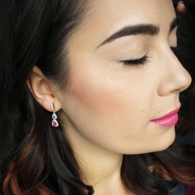 Stříbrné náušnice se safíry a topazy