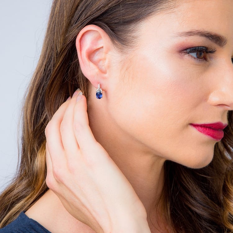 Stříbrné náušnice se safíry 30541