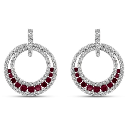 Luxusní náušnice s diamanty a rubíny Quasimo