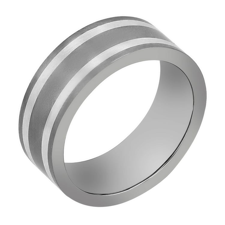 Snubní prsteny z titanu a stříbra s diamantem Javier 108490