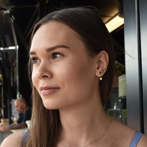 Zlaté napichovací náušnice 2 v 1 se srdíčkem Arral