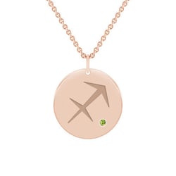 Zlatý přívěsek se znamením a olivínem Střelec