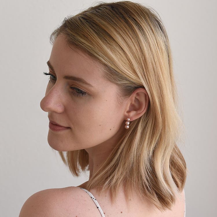 Náušnice se třemi levandulovými perlami 65661