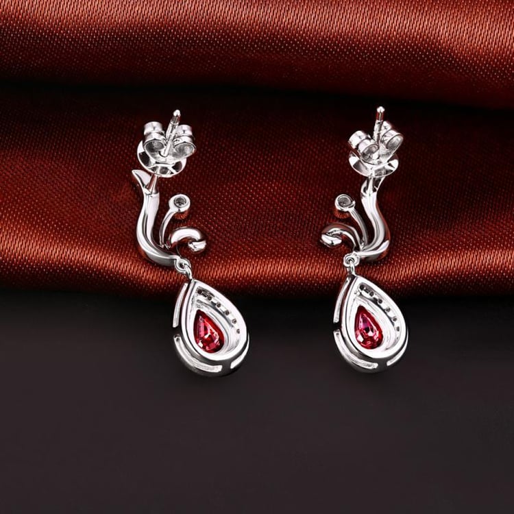 Náušnice s pear rubíny 17086