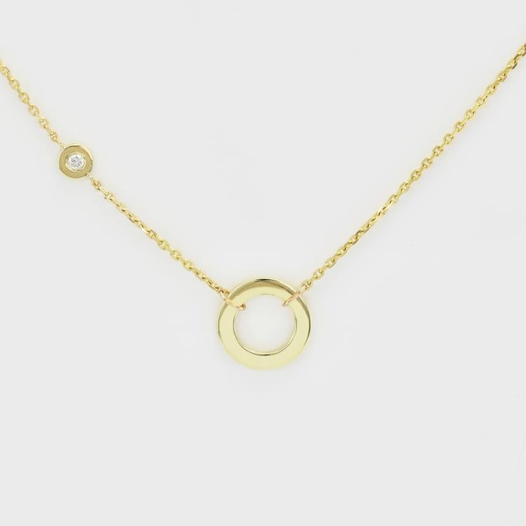 Stříbrný kruhový náhrdelník s diamantem Emelda 103784