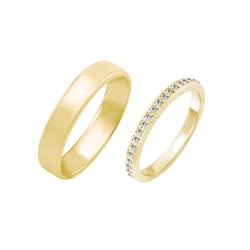 Dámský eternity prsten s moissanity a komfortní pánský prsten Mewya