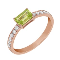 Zásnubní prsten s olivínem a moissanity Lavita