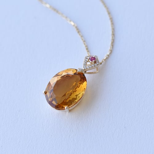 Citrínový přívěsek s turmalínem a diamanty Ienje