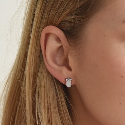 Stříbrné náušnice s měsíčním kamenem a topazy Perkin