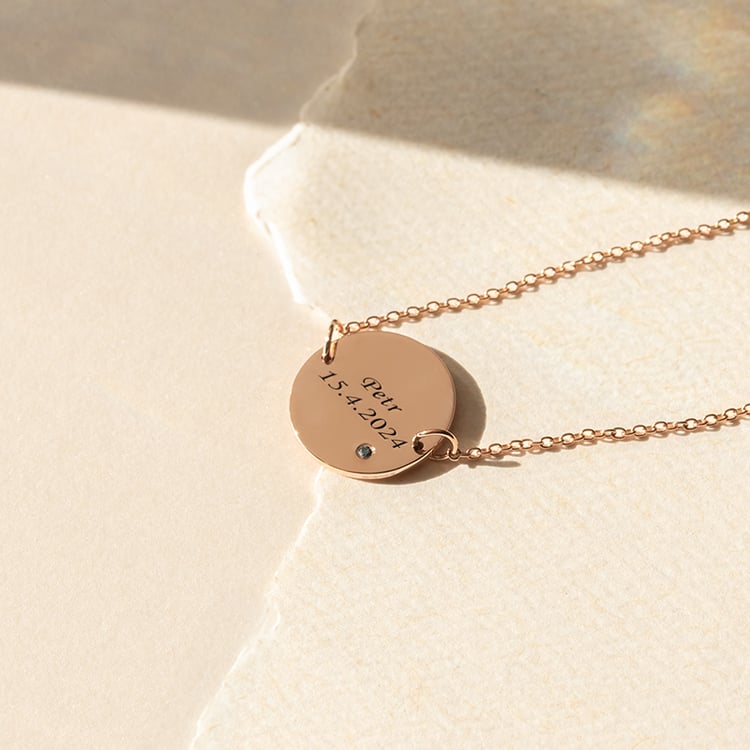 Zlatý náramek s modrým diamantem a gravírem dle vaší volby Shalek 139493