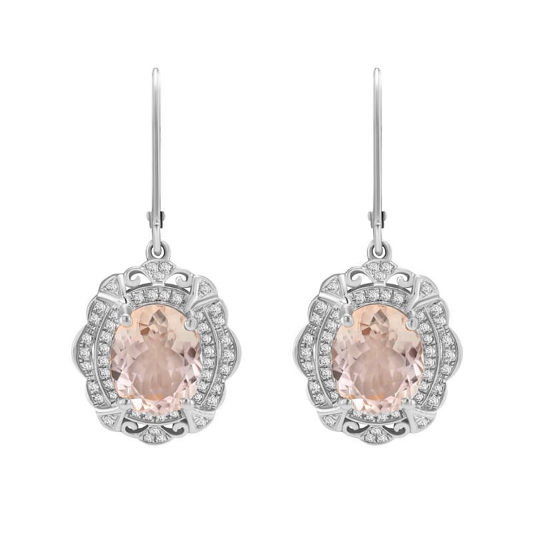 Zlaté náušnice s morganity a diamanty 19663