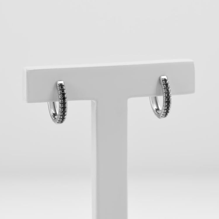 Kruhové náušnice s černými diamanty 51233