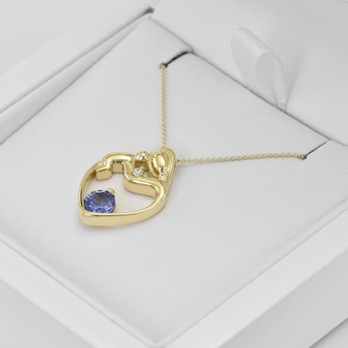Přívěsek matka a dítě s tanzanitem a diamantem Ella