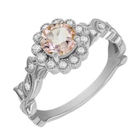 Zásnubní prsten s morganitem a diamanty ve vintage stylu Jyspie
