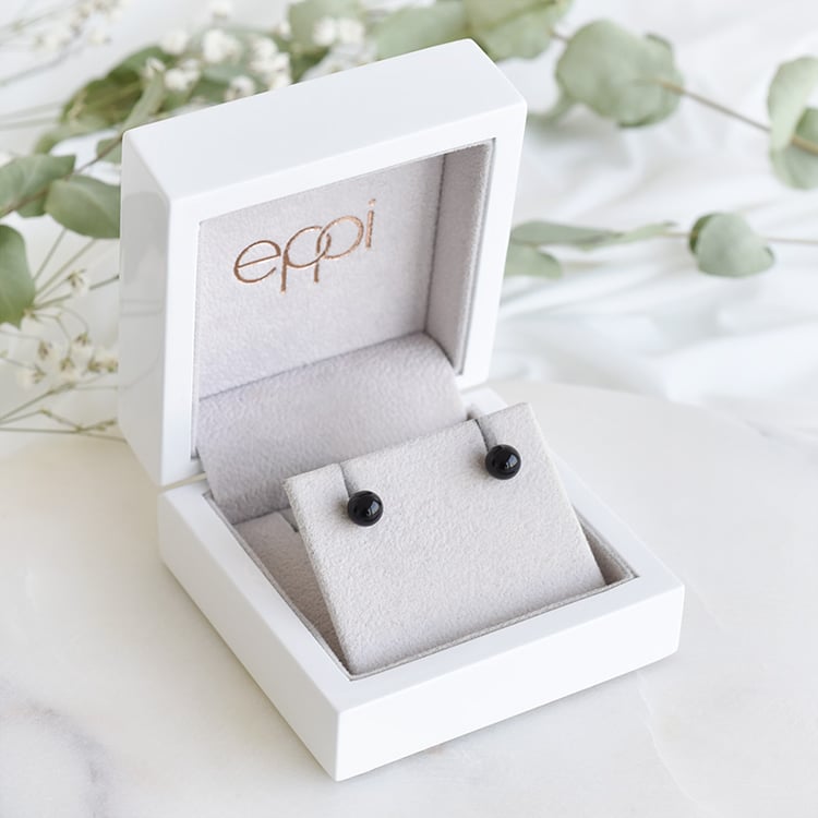 Napichovací náušnice s černými onyxy 88003