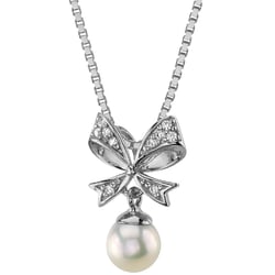 Perlový přívěsek se zlatou mašlí a diamanty Mischa