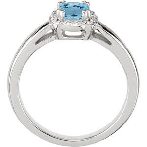 Zlatý akvamarínový prsten s diamanty 417