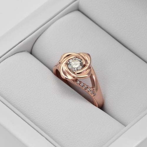 Zásnubní prsten ve tvaru růže s lab-grown diamanty Xalor