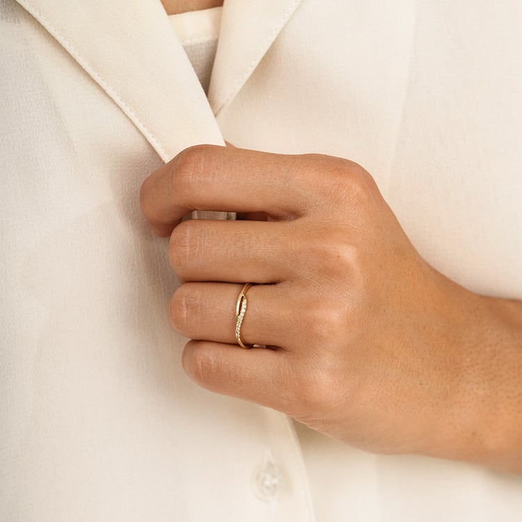 Atypický prsten ze zlata s lab-grown diamanty Terje 163050