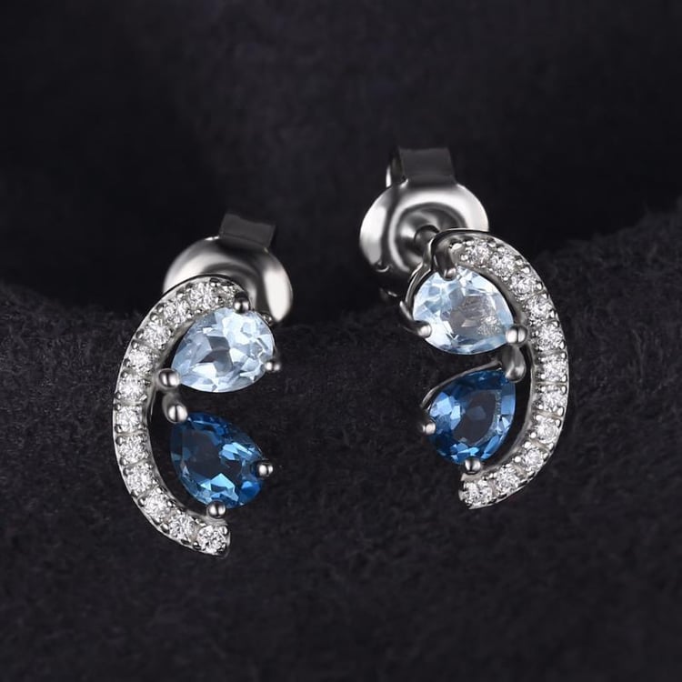 Topazové stříbrné náušnice 20559