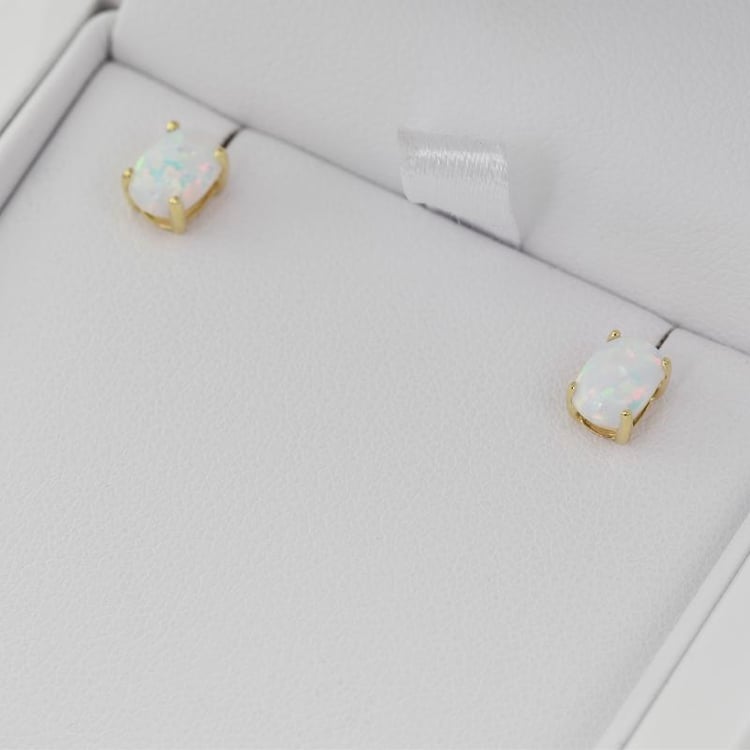 Zlaté náušnice s oválnými opály 26872