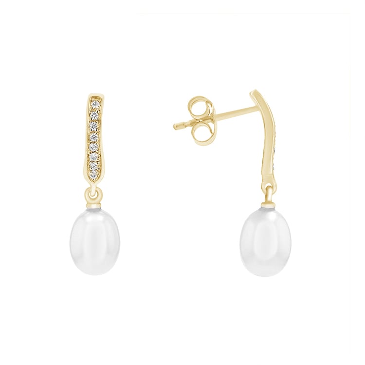 Zlaté perlové náušnice s diamanty 78743