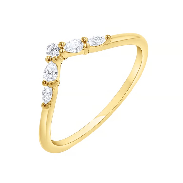 Vykrojený rozvodový prsten s round, pear a marquise lab-grown diamanty Iman 166213