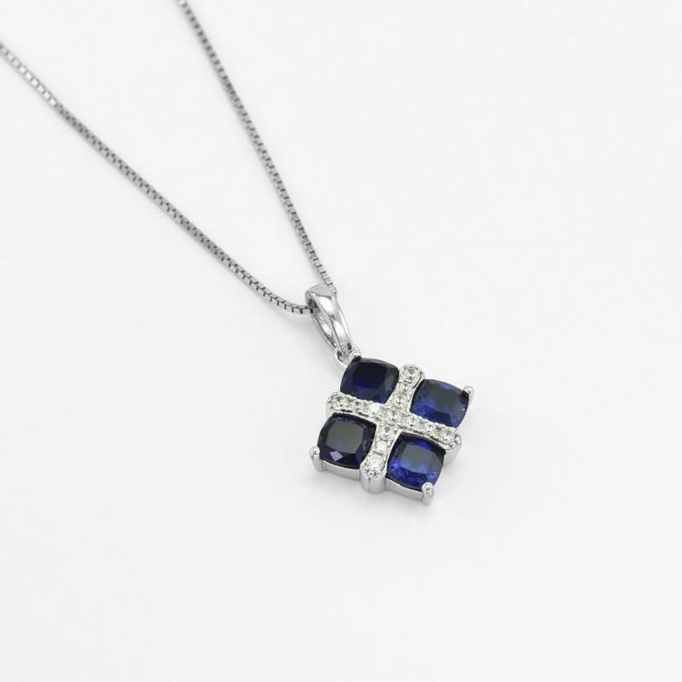 Stříbrný náhrdelník se safíry Sargent 46725