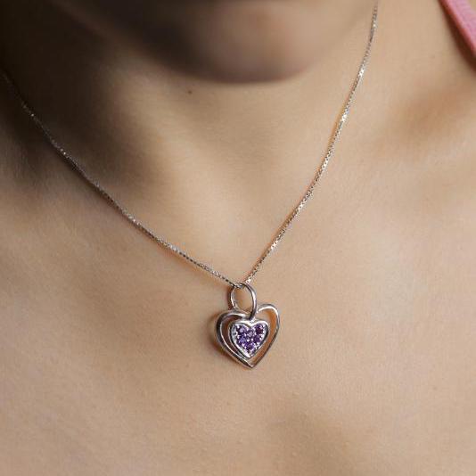 Ametystový stříbrný přívěsek 14327