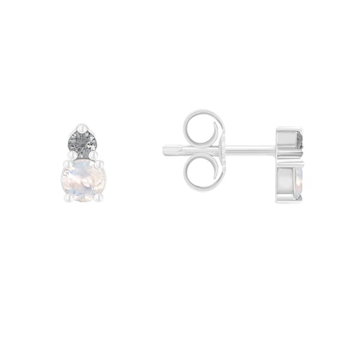 Náušnice s měsíčními kameny a salt and pepper diamanty Josse