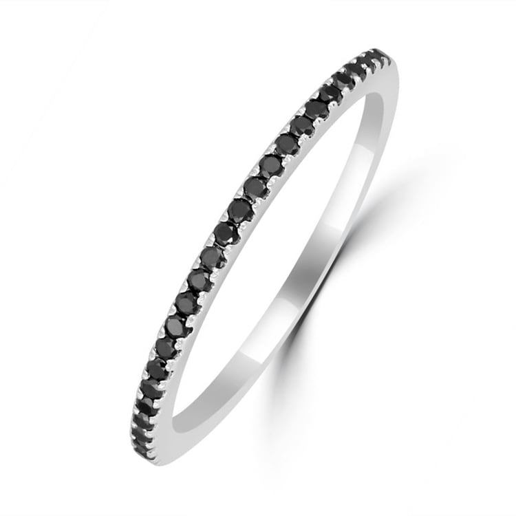 Snubní eternity prsten s černými diamanty a pánský komfortní 30707