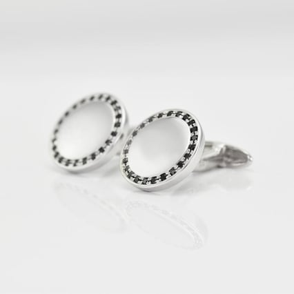 Platinové manžetové knoflíčky s černými diamanty Tallis