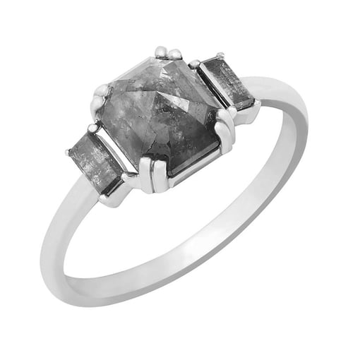 Zlatý prsten s asscher a baguette salt and pepper diamanty Veli