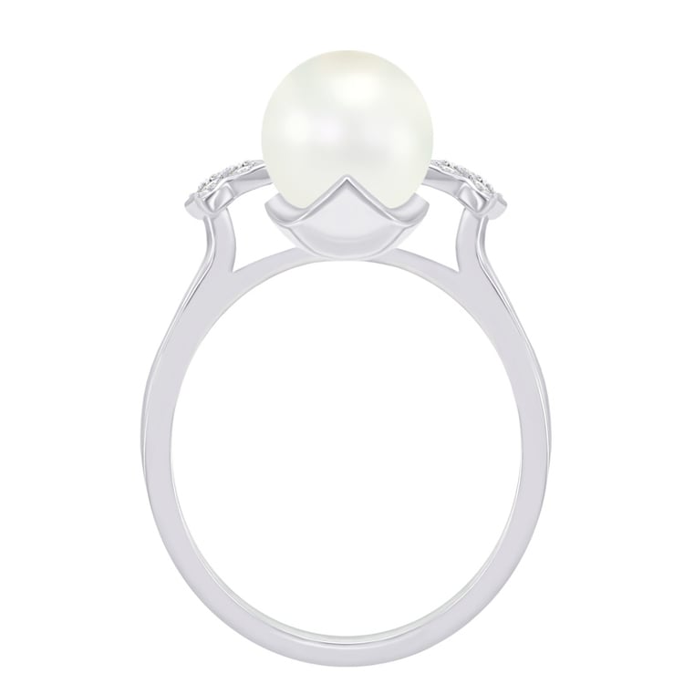 Perlový prsten s diamanty 43763