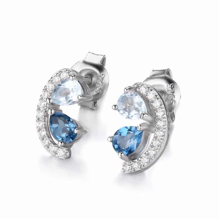 Stříbrné náušnice s topazy 20558