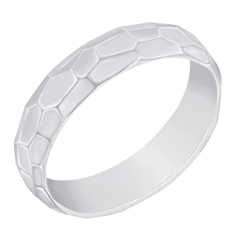 Pánský snubní prsten s lesklým tepaným povrchem 48640