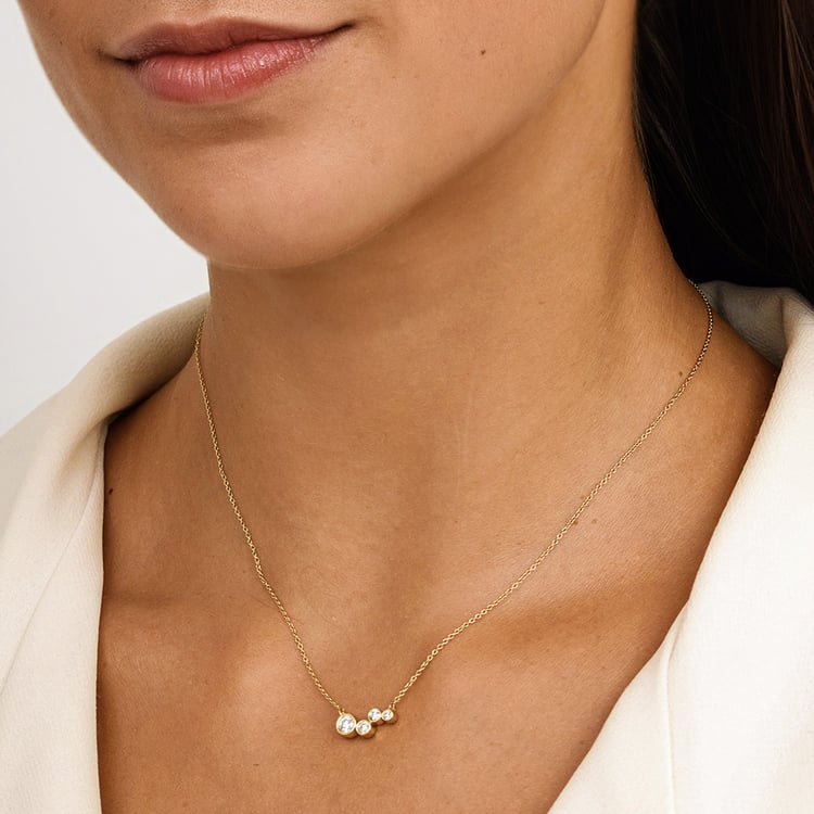 Moderní zlatý náhrdelník s lab-grown diamanty Viola 163189