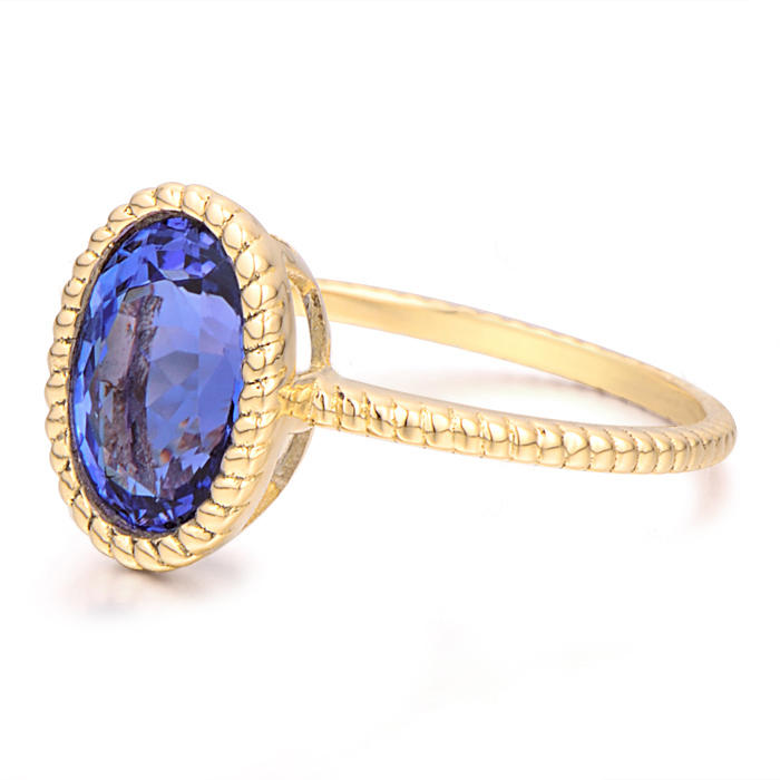 Zlatý prsten s oválným tanzanitem 7687